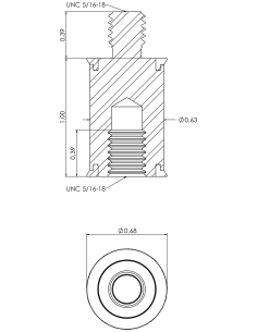 Spacer SRTFXH Ø15.9x25.40, UNC 5/16-18x10, UNC 5/16-18x10, AISI 316, 2, Blue NBR 2