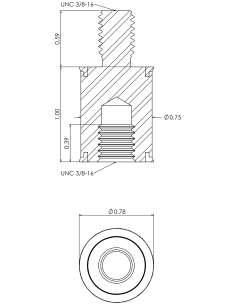 Spacer SRTFXH Ø19x25.40, UNC 3/8-16x10, UNC 3/8-16x15, AISI 316, 2, Blue NBR 2