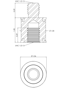 Spacer SRTFXH Ø25.40x25.40, UNC 1/2-13x15, UNC 1/2x15, AISI 316, 2, Blue NBR 2