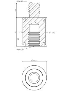 Spacer SRTFXH Ø15.9x20, M8x1.25x10, M8x10, AISI 316, 2, Blue EPDM 2