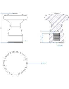 Knob XK(20) M5, Blue NBR 2