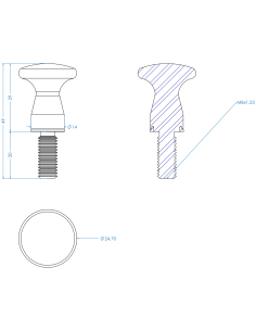 Knob XK(25) M8 x 20, Blue NBR 2