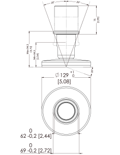 Support bolt KTSBX AS130-BSPP 1 1/2-11 x 94.50/64.50, AISI 304, Black NBR 2