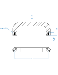 Handle UHX 96x39, M4, Blue NBR, AISI 316 2