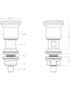 Plunger IPXH8, with lock, AISI 316, Blue NBR 2