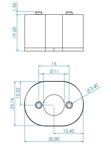 Spacer Oval 1" for Ø52 series