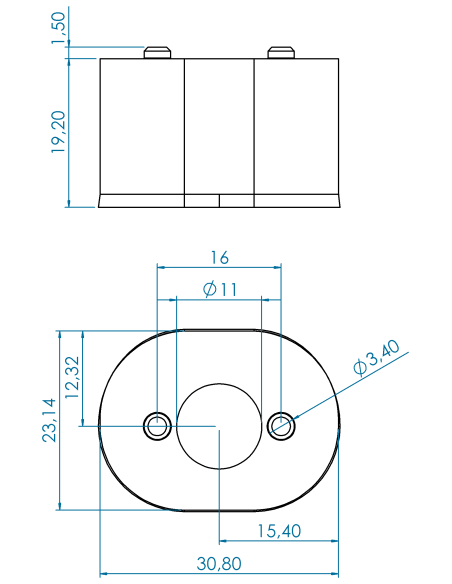 Spacer Oval 1" for Ø52 series