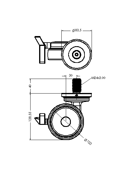 Castor XSCRB100, Blue, M24 x 40-M24