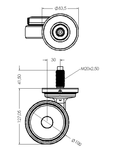 Castor XCR100, Blue, M20 x 41,50-M20 2