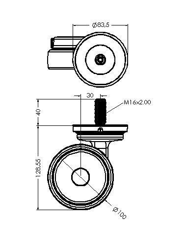 Castor XSCR100, Blue, M16 x 40-M16