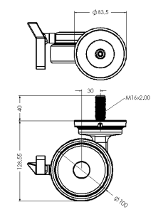 Castor XSCRB100, Blue, M16 x 40-M16 2