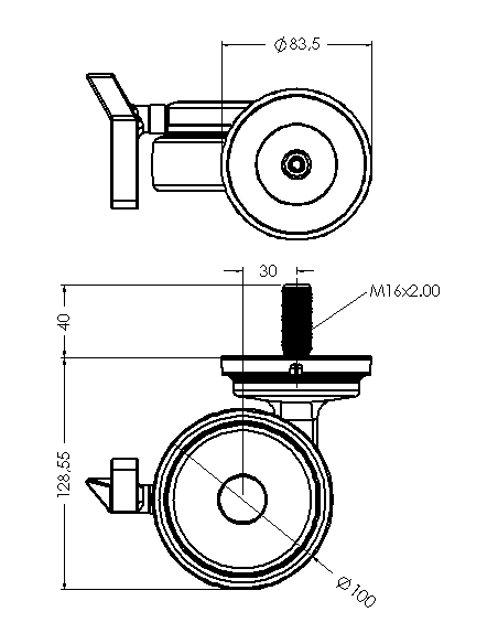 Castor XSCRB100, Blue, M16 x 40-M16