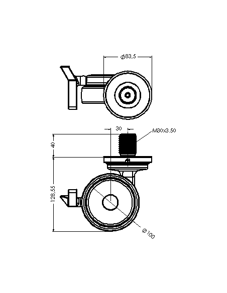 Castor XSCRB100, Blue, M30 x 40-M30