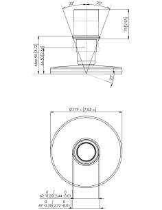 Support bolt KTSBX AS180-BSPP 1 1/2-11 x 94.50/64.50, AISI 304, Black NBR 2