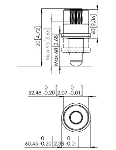 Support bolt SBX-BSPP 3/4-14 x 68/27, AISI 304 2