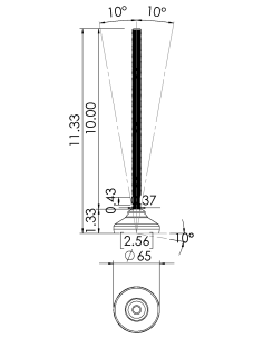Machine foot HX65-UNC 1/2 x 10, AISI 304, Black NBR 2