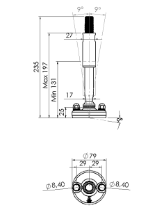 Machine foot XHJ80-M20 x 210/115-M20 x 80, AISI 304, Black NBR, 2 fixations 2