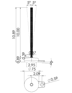 Machine foot M-FIX76-UNC 1/2 x 10, AISI 304, Black NBR, 1 fixation 2