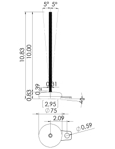 Machine foot M-FIX76-UNC 3/8 x 10, AISI 304, Black NBR, 1 fixation 2