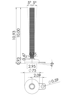 Machine foot M-FIX76-UNC 1 x 10, AISI 304, Black NBR, 1 fixation 2