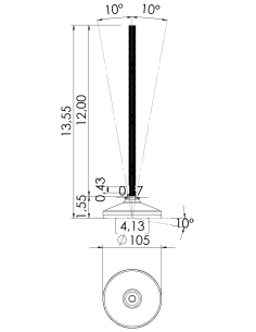 Machine foot HX105-UNC 1/2 x 12, AISI 304, Black NBR 2