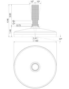 Machine foot HXT150-UNC 1 x 3, AISI 304, Black NBR 2