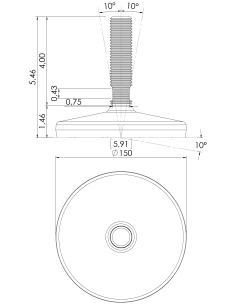 Machine foot HXT150-UNC 1 x 4, AISI 304, Black NBR 2
