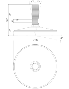 Machine foot HXT150-M24 x 70, AISI 304, Black NBR 2