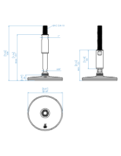 Machine foot XHG150-UNC 3/4 x 8,30/4,50-UNC 3/4 x 3,10, AISI 304, Black NBR 2