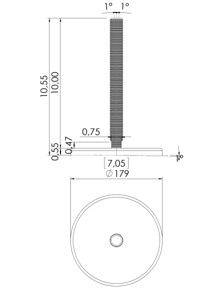 Machine foot G180-UNC 1 x 10, AISI 304