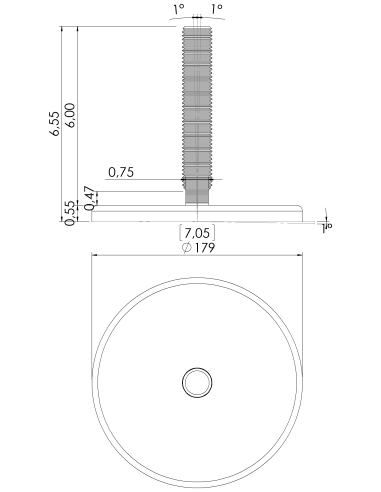 Machine foot G180-UNC 1 x 6, AISI 304