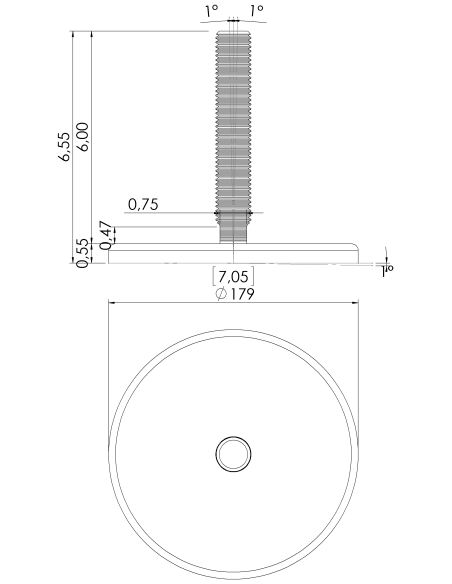 Machine foot G180-UNC 1 x 6, AISI 304