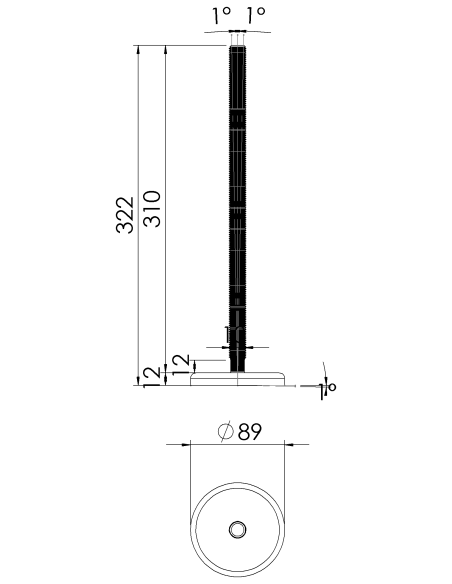 Machine foot G90-M16 x 310, AISI 304