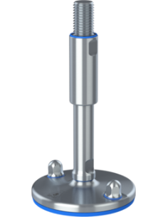 Machine foot XHJ125-M24 x 210/115-M24 x 80, AISI 304, Blue NBR, 2 fixations