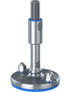 Machine foot XHJ105-M20 x 150/85-M20 x 50, AISI 304, Blue NBR, 2 fixations