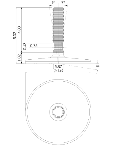 Machine foot HXG150-UNC 1 x 4, AISI 304