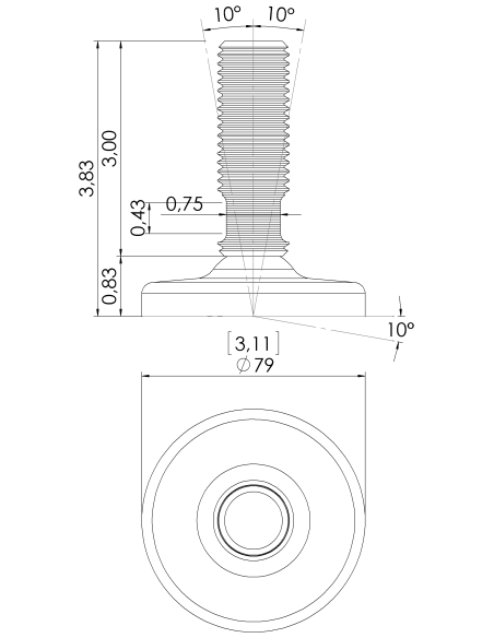 Machine foot HXGT80-UNC 1 x 3, AISI 304
