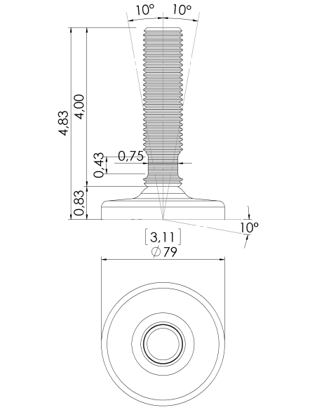 Machine foot HXGT80-UNC 1 x 4, AISI 304