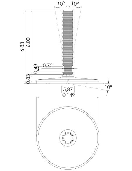 Machine foot HXGT150-UNC 1 x 6, AISI 304