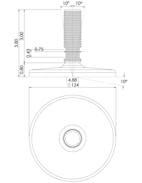 Machine foot HXGT125-UNC 1 x 3, AISI 304