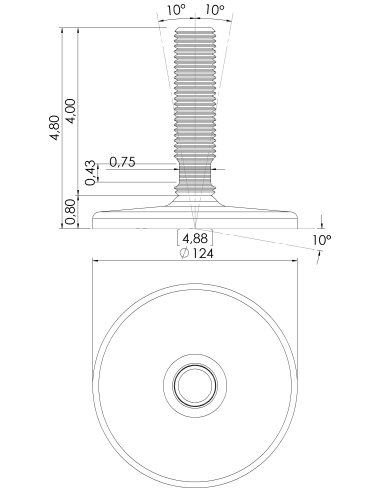 Machine foot HXGT125-UNC 1 x 4, AISI 304