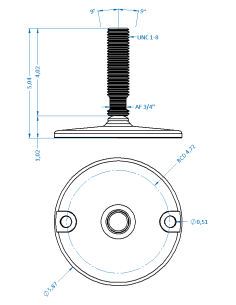 Machine foot HXJ150-UNC 1 x 4, AISI 304, Solid, 2 fixations 2