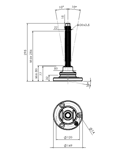 Machine foot HXJEHEX150(s)-HXEH30210