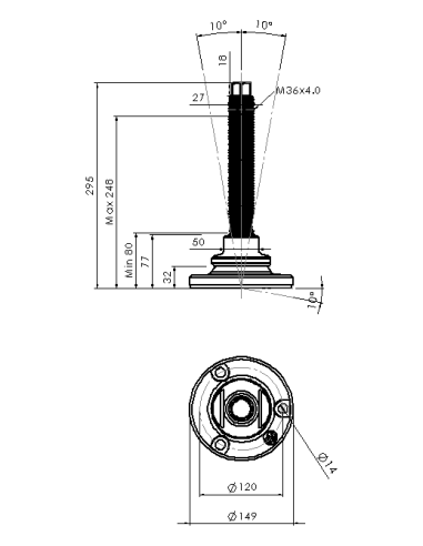 Machine foot HXJEHEX150(s)-HXEH36210