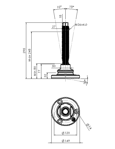 Machine foot HXJEHEX150(s)-HXEH36210