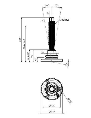 Machine foot HXJEHEX150(s)-HXEH42210