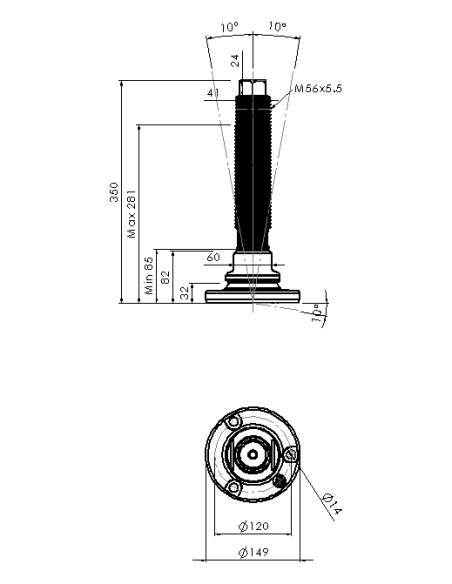 Machine foot HXJEHEX150(s)-HXEH56260