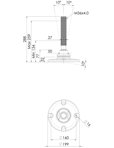 Machine foot HXJE200(s)-HXE36210