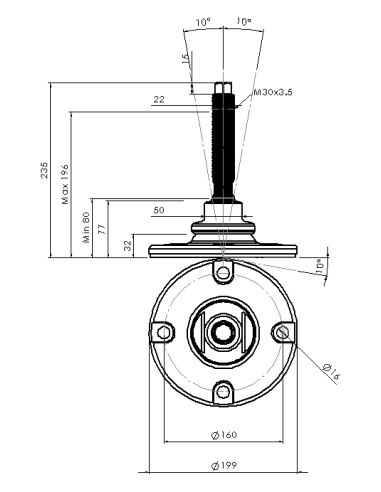 Machine foot HXJEHEX200(s)-HXEH30150