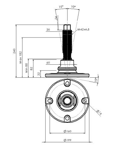 Machine foot HXJEHEX200(s)-HXEH42150